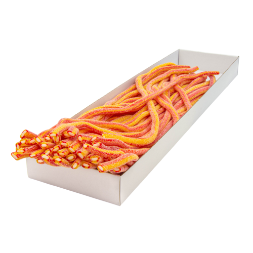 Kwaśne Żelki "Mega Kable Mega Żele Duo Truskawka- Banan" 3,2kg 40szt. o smaku truskawkowo- bananowym