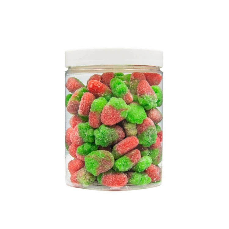 Żelki "Mini Truskaweczki" w cukrze 1kg o smaku truskawkowym