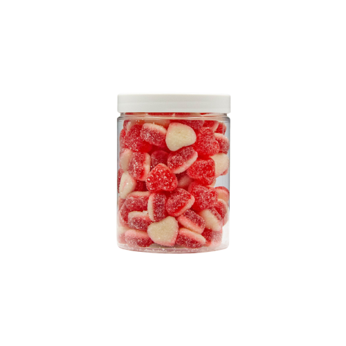 Żelki "Mini Serduszka z Pianką" w cukrze 1kg o smaku truskawkowym