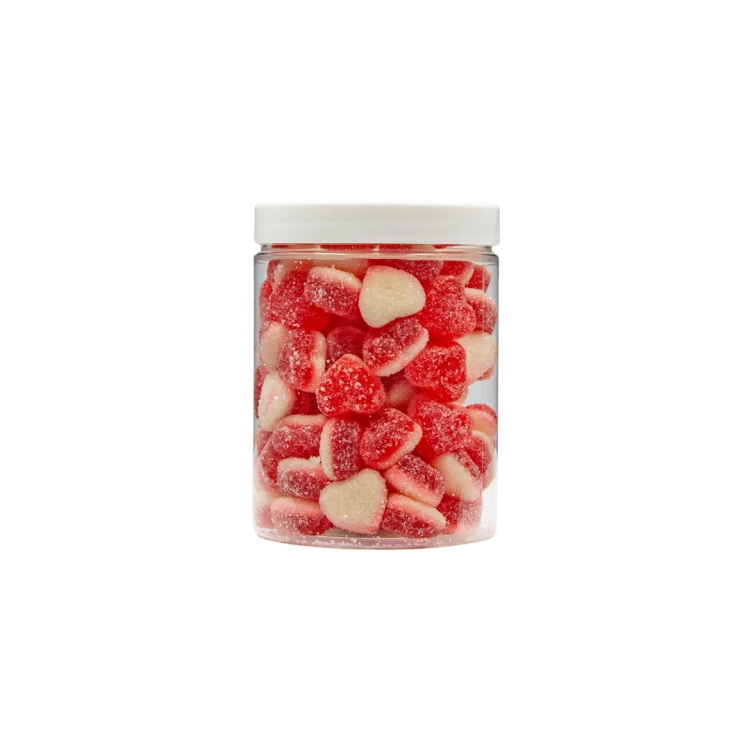 Żelki "Mini Serduszka z Pianką" w cukrze 1kg o smaku truskawkowym
