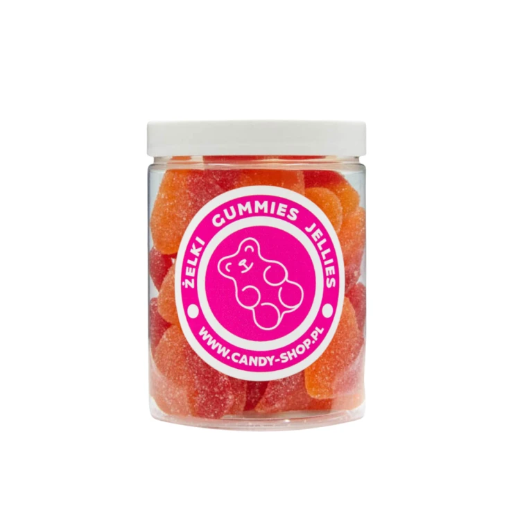 Żelki  "Serca" w cukrze 1kg  o smaku brzoskwiniowym