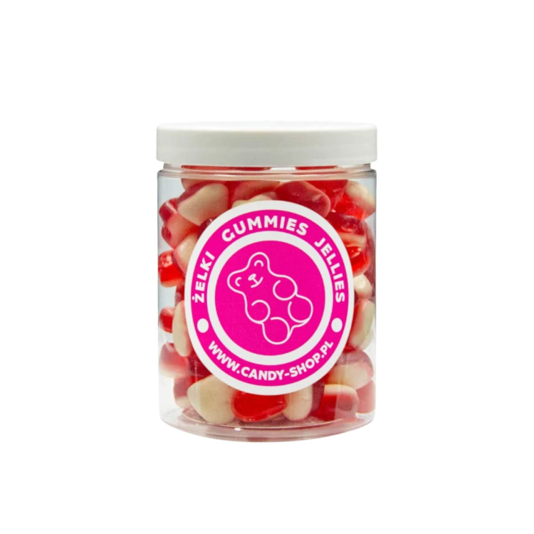 Żelki  "Mini Serduszka z Pianką" 1kg o smaku truskawkowym