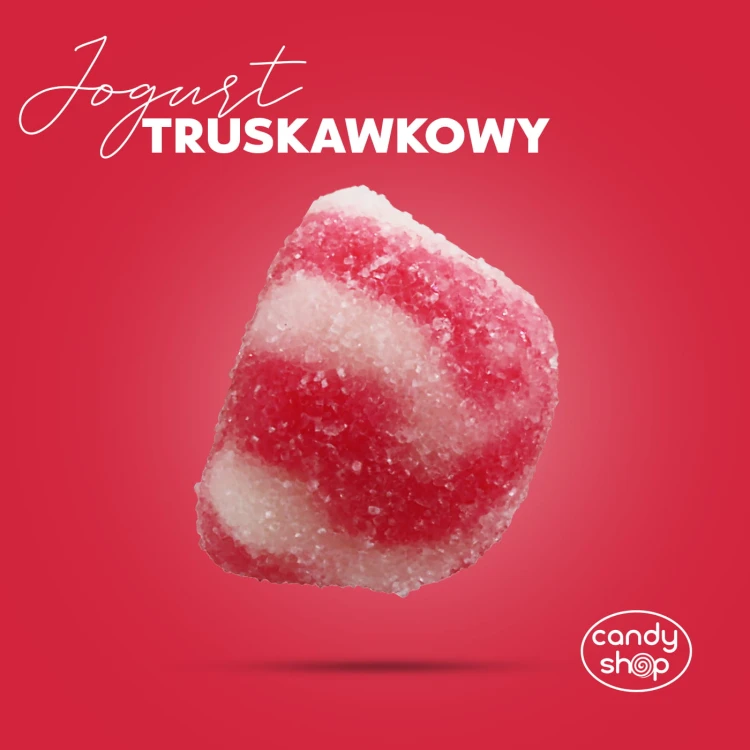 Żelki  "Jogurt" w cukrze 1kg o smaku jogurtu i truskawki