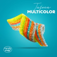 Kwaśne Żelki "Taśma Multicolor" w cukrze 1,6kg o smaku owocowym (200 szt.)