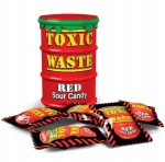 Toxic Waste Red Sour Candy 42g Kwaśne cukierki o smaku: żurawiny, truskawki, maliny, czerwonej gruszki i winogron