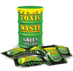 Toxic Waste Green Sour Candy 42g Kwaśne cukierki o smaku: limonki, kiwi, melona, jabłka i gruszki