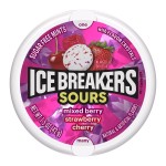 Ice Breakers Sours Mixed Berry Strawberry Cherry SUGAR FREE Mints 42g Cukierki do ssania BEZ CUKRU o smaku jagód, truskawki i wiśni