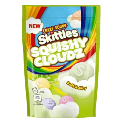 Skittles Squishy Cloudz Sour Green 94g  Miękkie, kwaśne cukierki o smaku owocowym