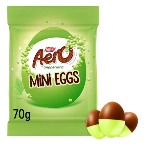 Aero Mini Eggs 70g Napowietrzane czekoladowe mini jajeczka pokryte skorupką o smaku miętowym