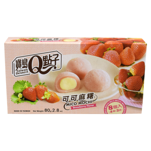 Taiwan Dessert Mico Mochi Strawberry 80g Tajwański deser o smaku truskawkowym