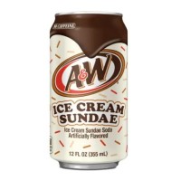 A&W Ice Cream Sundae 355ml Bezkofeinowy gazowany napój o smaku lodów waniliowych z nutą czekolady