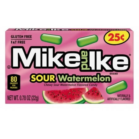 Mike and Ike Sour Watermelon 22g Kwaśne cukierki o smaku arbuzowym