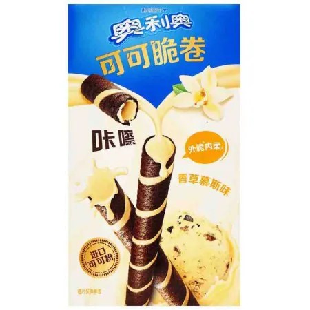 Oreo Crispy Roll Vanilla Mousse 50g Kakaowe rurki z nadzieniem o smaku musu waniliowego