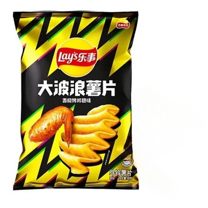 Lay's Big Wave Chips Roasted Chicken Wings 70g Karbowane chipsy ziemniaczane o smaku pieczonych skrzydełek kurczaka