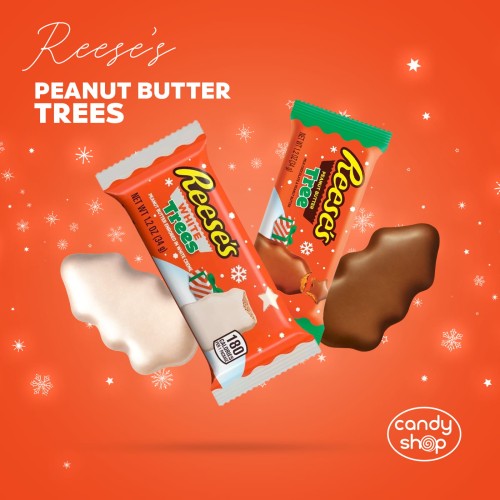 Reese's Trees Christmas 34g Batonik w kształcie choinki z kremem orzechowym w polewie o smaku mlecznej czekolady