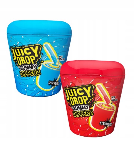 Juicy Drop Gummy Dipperz Sticks with Sour Gel 96g Żelkowe patyczki o smaku owocowym z kwaśnym żelem o smaku owocowym