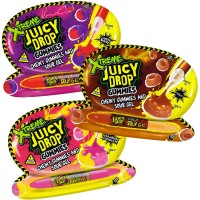 Bazooka Juicy Drop Xtreme Gummies 57g Żelki z pisakiem z extremalnie kwaśnym żelem o smaku cola lub wiśniowo- jagodowym lub lemoniady truskawkowej