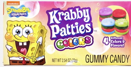 SpongeBob Gummy Krabby Patties Colors Candy 72g Żelki "Kolorowe burgery" o smaku owocowym