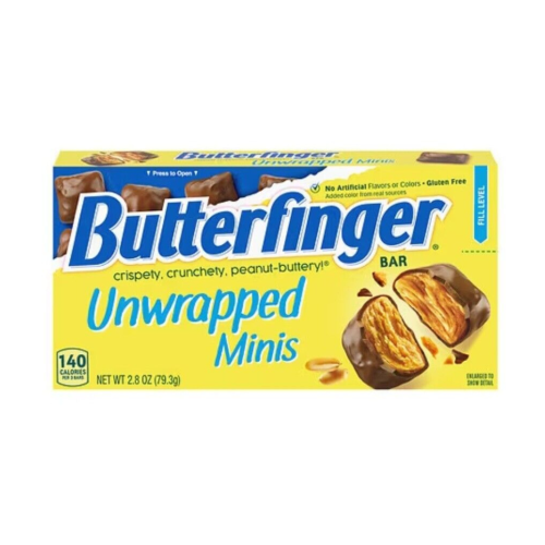 Butterfinger Unwrapped Minis 79g Chrupiące mini batoniki o smaku kremu orzechowego i czekolady mlecznej