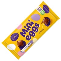 Cadbury Mini Eggs Bar 110g Czekolada mleczna z jajeczkami z czekolady mlecznej w cukrowej otoczce (16%)