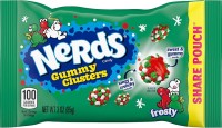 Nerds Gummy Clusters Frosty Share Pouch 85g Rozpuszczalne gumy w świątecznej posypce z cukierków Nerds o smaku owocowym