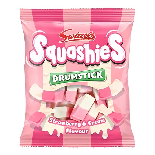 Swizzels Squashies Drumstick Strawberry & Cream 120g Żelki piankowe o smaku truskawkowo- śmietankowym