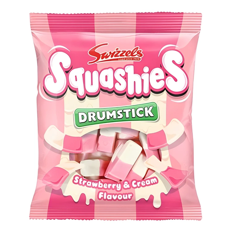 Swizzels Squashies Drumstick Strawberry & Cream 120g Żelki piankowe o smaku truskawkowo- śmietankowym