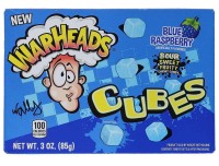 Warheads Cubes Sour Blue Raspberry 85g Kwaśne żelki o smaku niebieskiej maliny