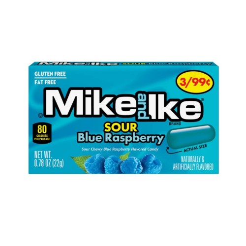 Mike and Ike Sour Blue Raspberry 22g Kwaśne cukierki o smaku niebieskiej maliny