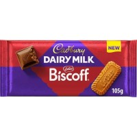 Cadbury Dairy Milk Lotus Biscoff Chocolate Bar 105g Czekolada mleczna z kawałkami ciasteczek karmelizowanych z nutą korzenną