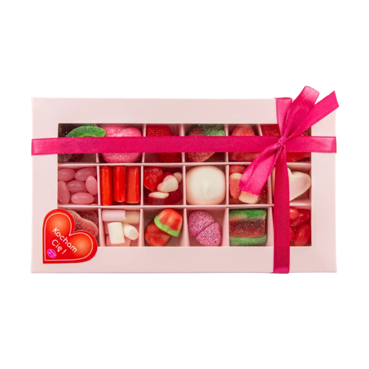 Bombonierka "Kocham Cię!" Duża Różowa z Żelkami i Piankami 210g Prezent