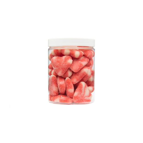 Żelki "Serca Twist" w cukrze 1kg o smaku jogurtowo-truskawkowym