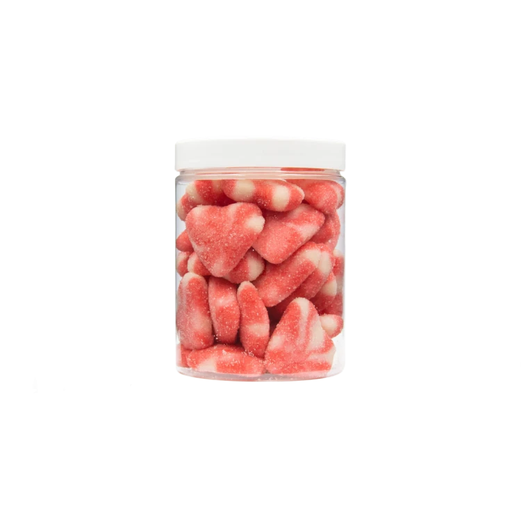 Żelki "Serca Twist" w cukrze 1kg o smaku jogurtowo-truskawkowym