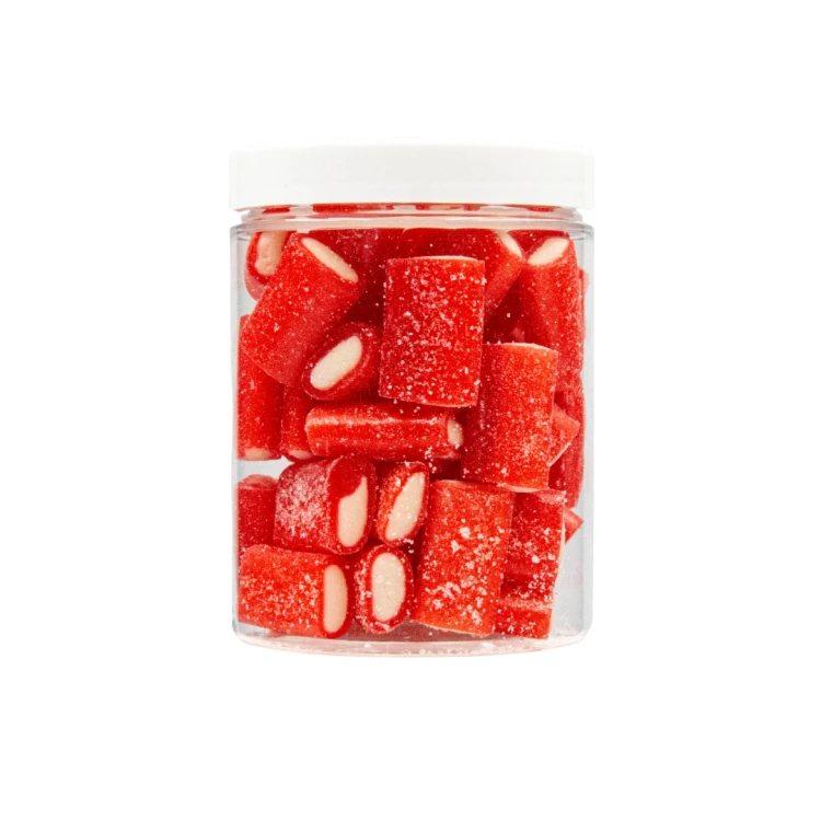 Żelki "Kabelki" w cukrze 1kg o smaku truskawkowym