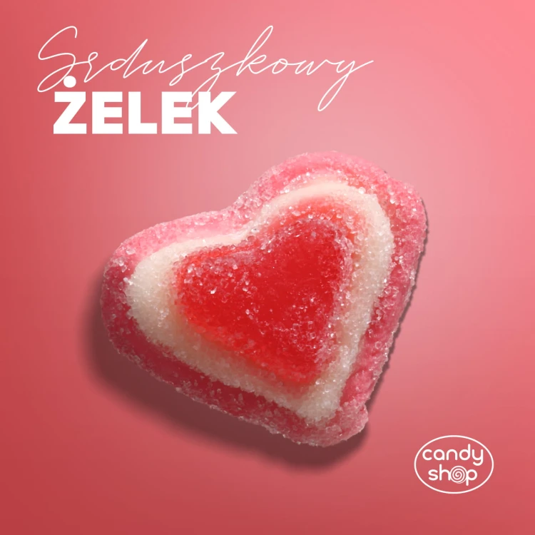 Żelki "Serca 3D" w cukrze 1kg o smaku owocowym