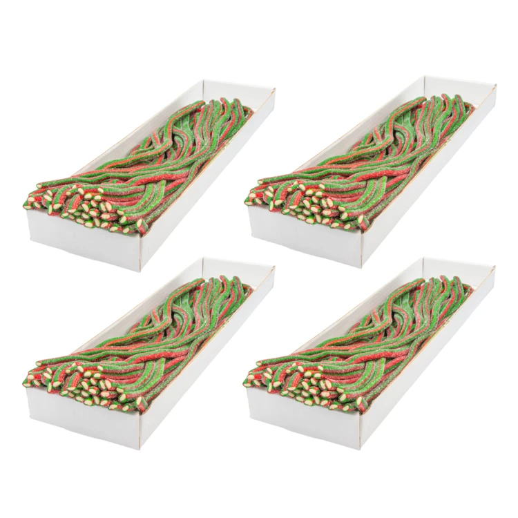 Zestaw 4x Kwaśne Żelki "Mega Kable Mega Żele Duo Kwaśna Truskawka- Arbuz" 3,2kg 40szt. o smaku truskawkowo- arbuzowym