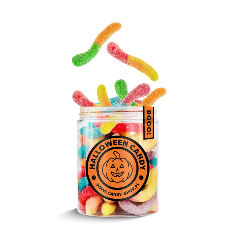 Słoik "Halloween - Robaczki" 200g z Żelkami o smaku owocowym 300ml