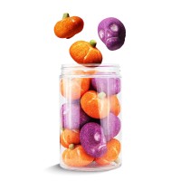 Słoik "Halloween - Dynie i Czaszki" z Piankami 100g o smaku owocowym 400ml