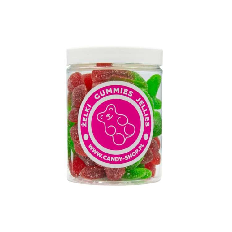 Żelki "Wisienki" w cukrze 200g o smaku wiśniowym