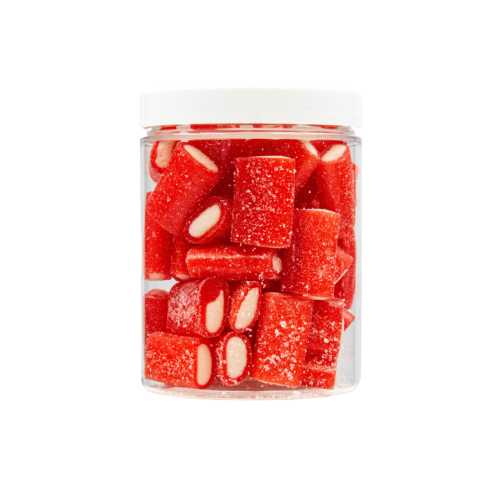 Żelki "Kabelki" w cukrze 200g o smaku truskawkowym