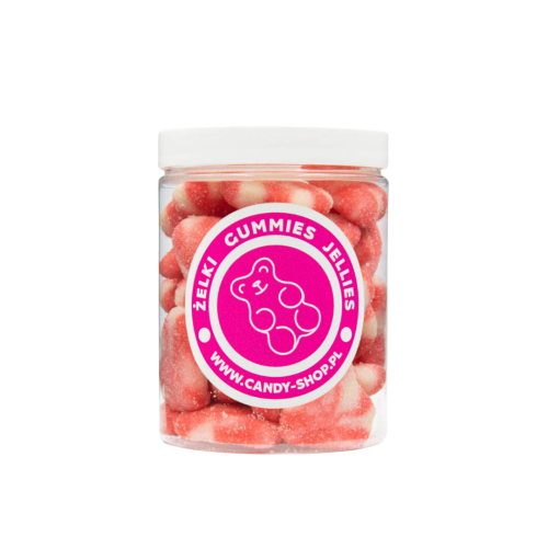 Żelki "Serca Twist" w cukrze 200g  o smaku jogurtowo- truskawkowym