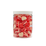 Żelki "Mini Serduszka z Pianką" w cukrze 200g o smaku truskawkowym