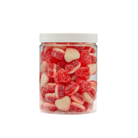 Żelki "Mini Serduszka z Pianką" w cukrze 200g o smaku truskawkowym