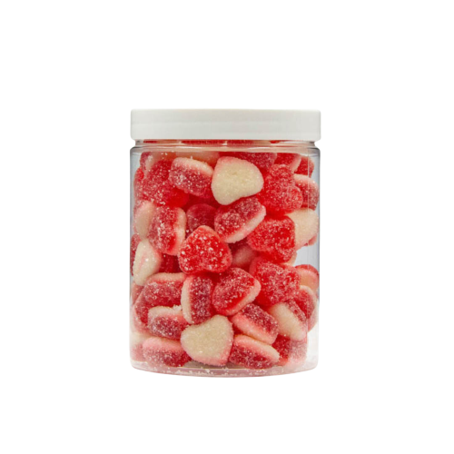 Żelki "Mini Serduszka z Pianką" w cukrze 200g o smaku truskawkowym