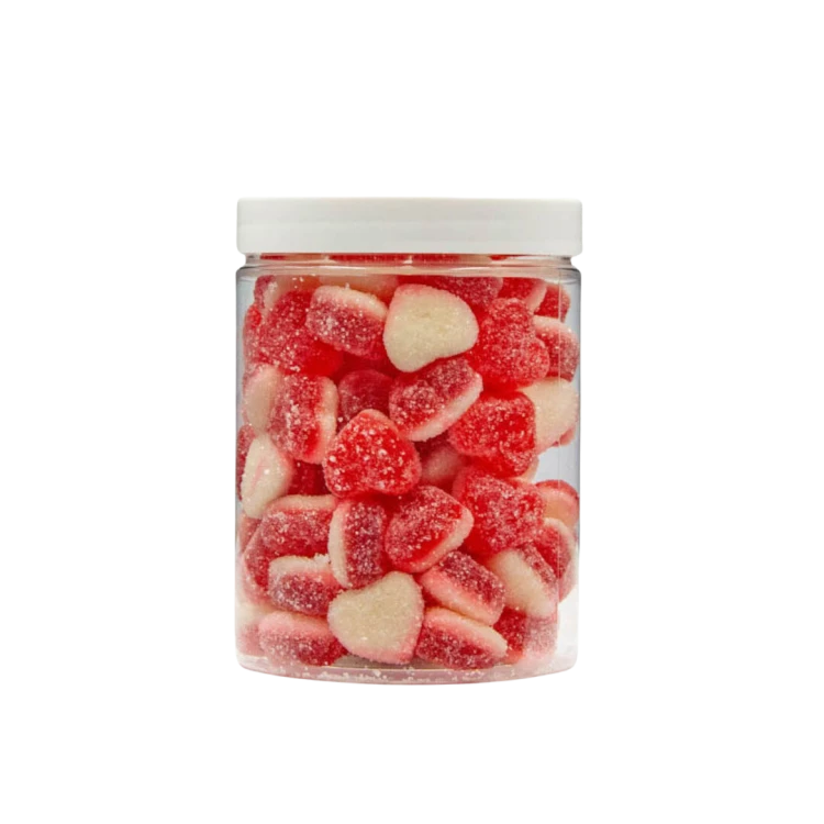 Żelki "Mini Serduszka z Pianką" w cukrze 200g o smaku truskawkowym