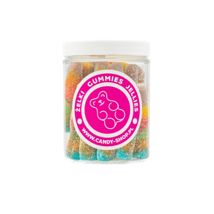 Żelki "Butelki Multicolor" w cukrze  200g o smaku owocowym