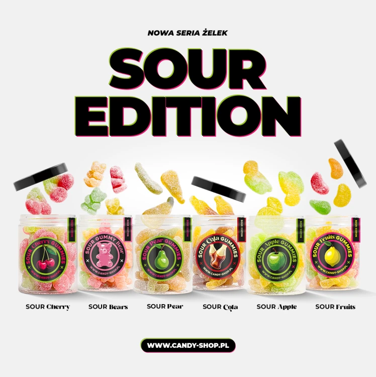 Żelki EKSTRA Kwaśne "Gruszki - Sour Edition" w cukrze 200g o smaku gruszkowym