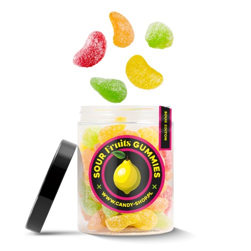 Żelki EKSTRA Kwaśny "Mini Mix Owoców - Sour Edition" w cukrze 200g o smaku owocowym