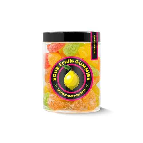 Żelki EKSTRA Kwaśny "Mini Mix Owoców - Sour Edition" w cukrze 200g o smaku owocowym