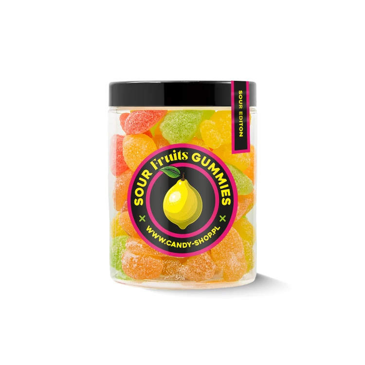 Żelki EKSTRA Kwaśny "Mini Mix Owoców - Sour Edition" w cukrze 200g o smaku owocowym